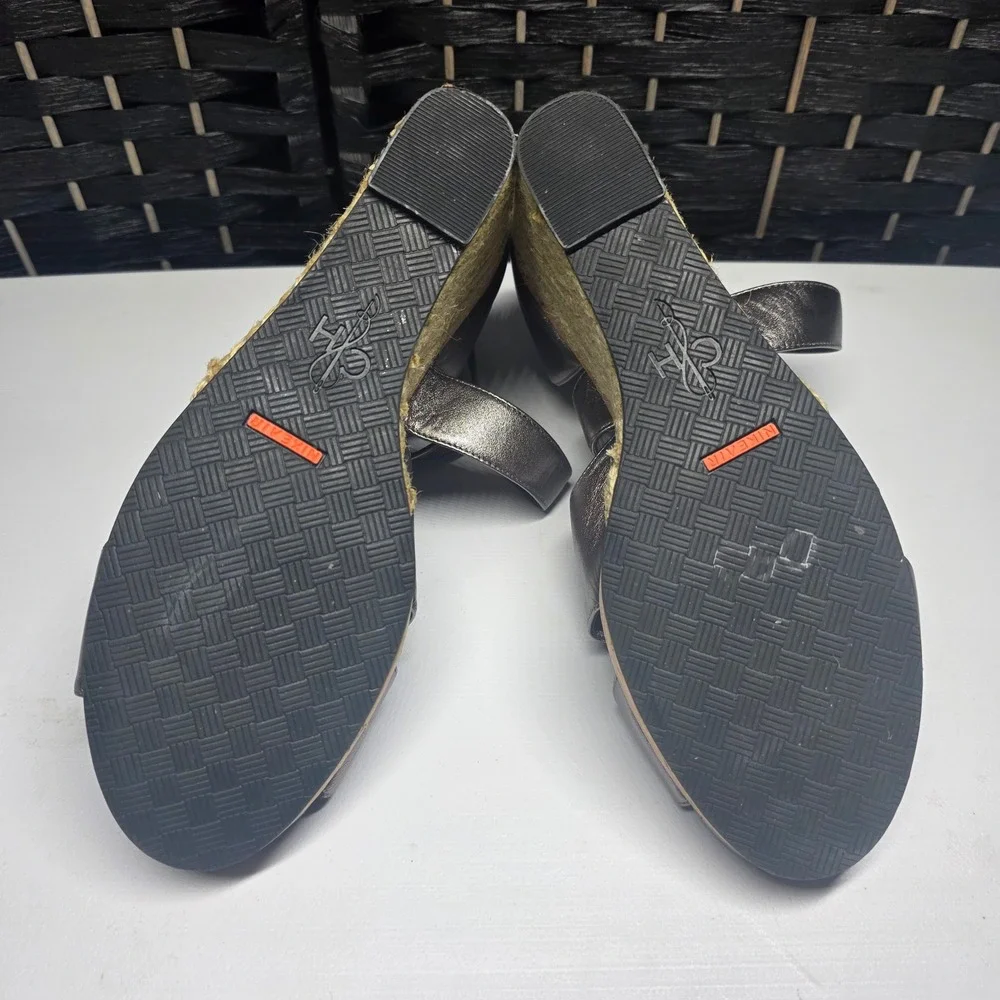 Cole Haan Nike Air Metallic Pewter Espadrille Wedge Sandals Shoes‎ Womens 10B